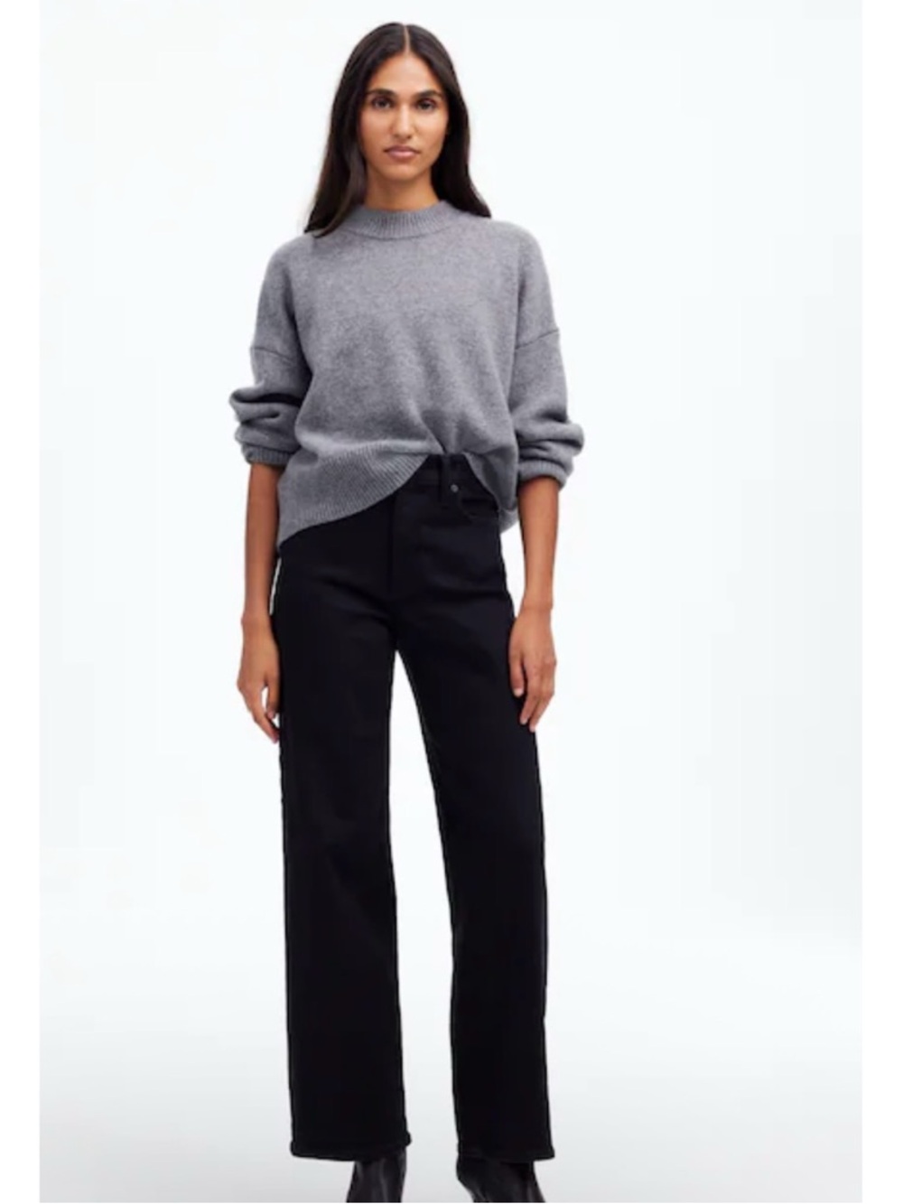 NWT Madewell The Perfect Vintage Wide-Leg Jean Black Rinse Wash